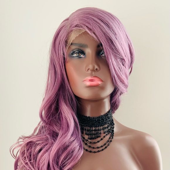 28” Premium Fiber Plum Color Versatile 4x4 Lace Front Wig 💜 - Picture 1 of 13